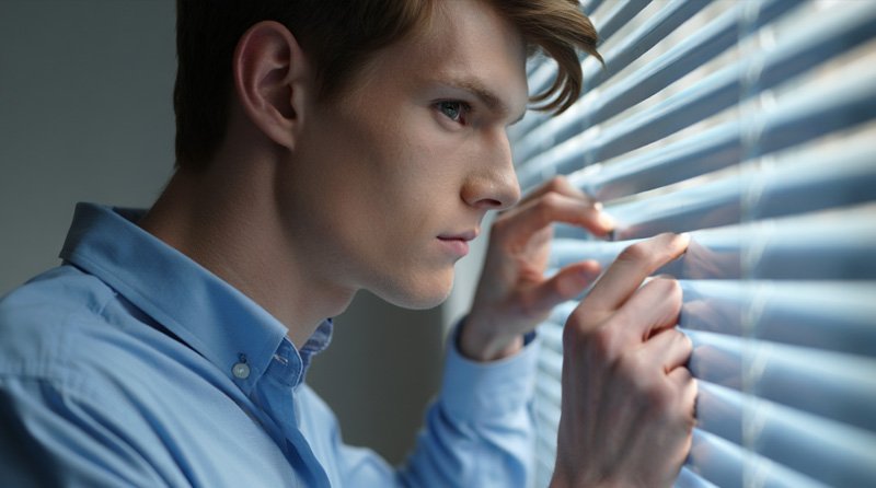 мужчина смотрит в камеру